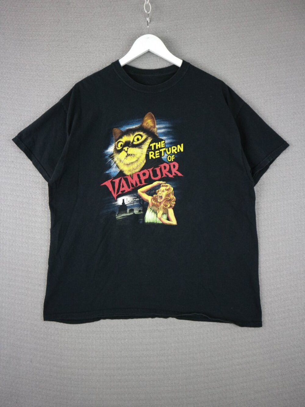 The Return of Vampurr Cat Comedy Parody Vampire Tee Mens XL